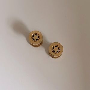 Gold tone surgical steel star 2g tunnels earrings body jewelry